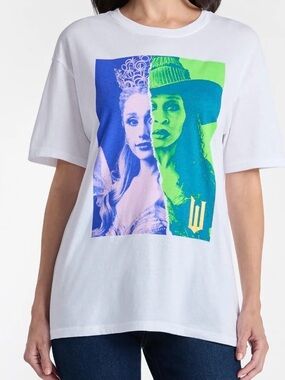 Wicked Women's L 12/14 Glinda & Elphaba White Tee NWT